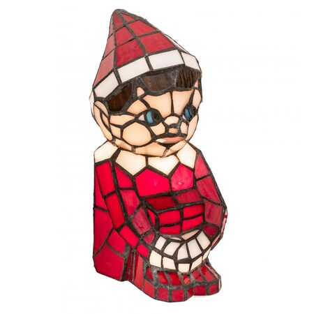 Red Tiffany Glass Sitting Elf Accent Lamp 10"h for Table or Shelf